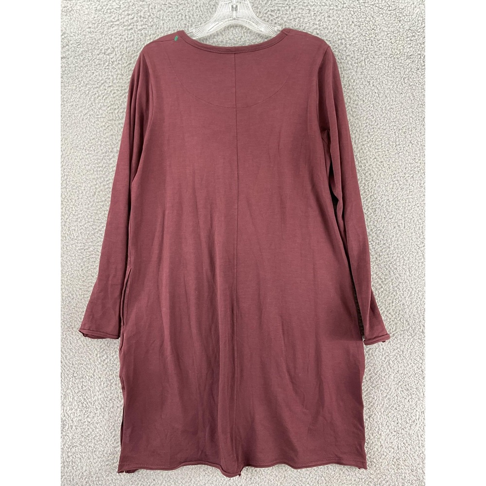 Gudrun Sjödén Dress Womens M Red Organic Cotton Long Sleeve Pockets Knee Length